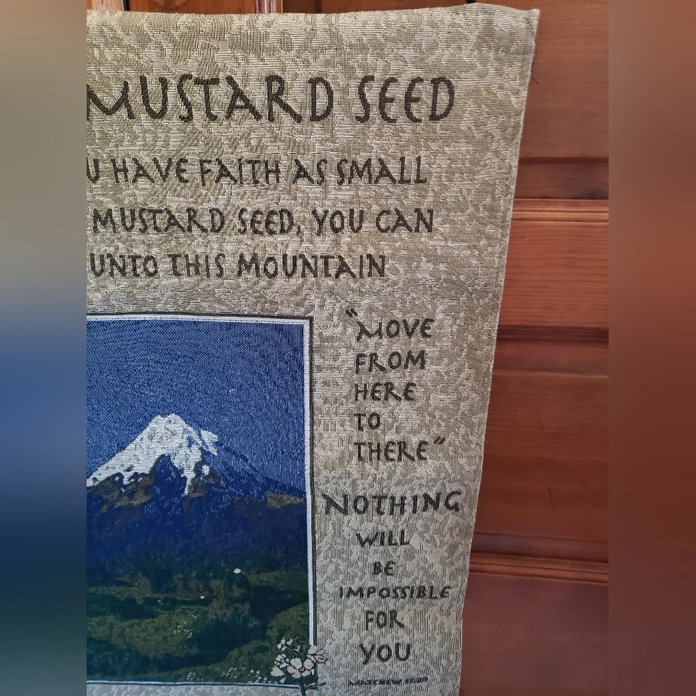 Inspirational Bible Quote Tapestry Wall Hanging Mustard Seed Mountain